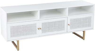 SEI Furniture Mursley 3-Shelf Wood Media Storage Console in White
