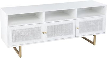 SEI Furniture Mursley 3-Shelf Wood Media Storage Console in White