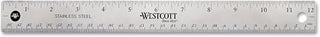 Westcott 10415 Stainless Metal Ruler with Non-Slip Cork Base, 12-Inch