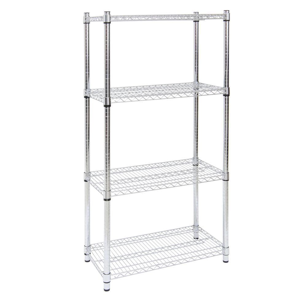 Heavy Duty Wire Shelving With 1 1/2" Post - 48" L x 18" W x 74" H by HUBERT – Alloy Steel, Silver, Model T1848K-74
