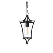Belgrade One Light Outdoor Pendant Black by Lighting Design – Iron, Black, Model OD311H15BK