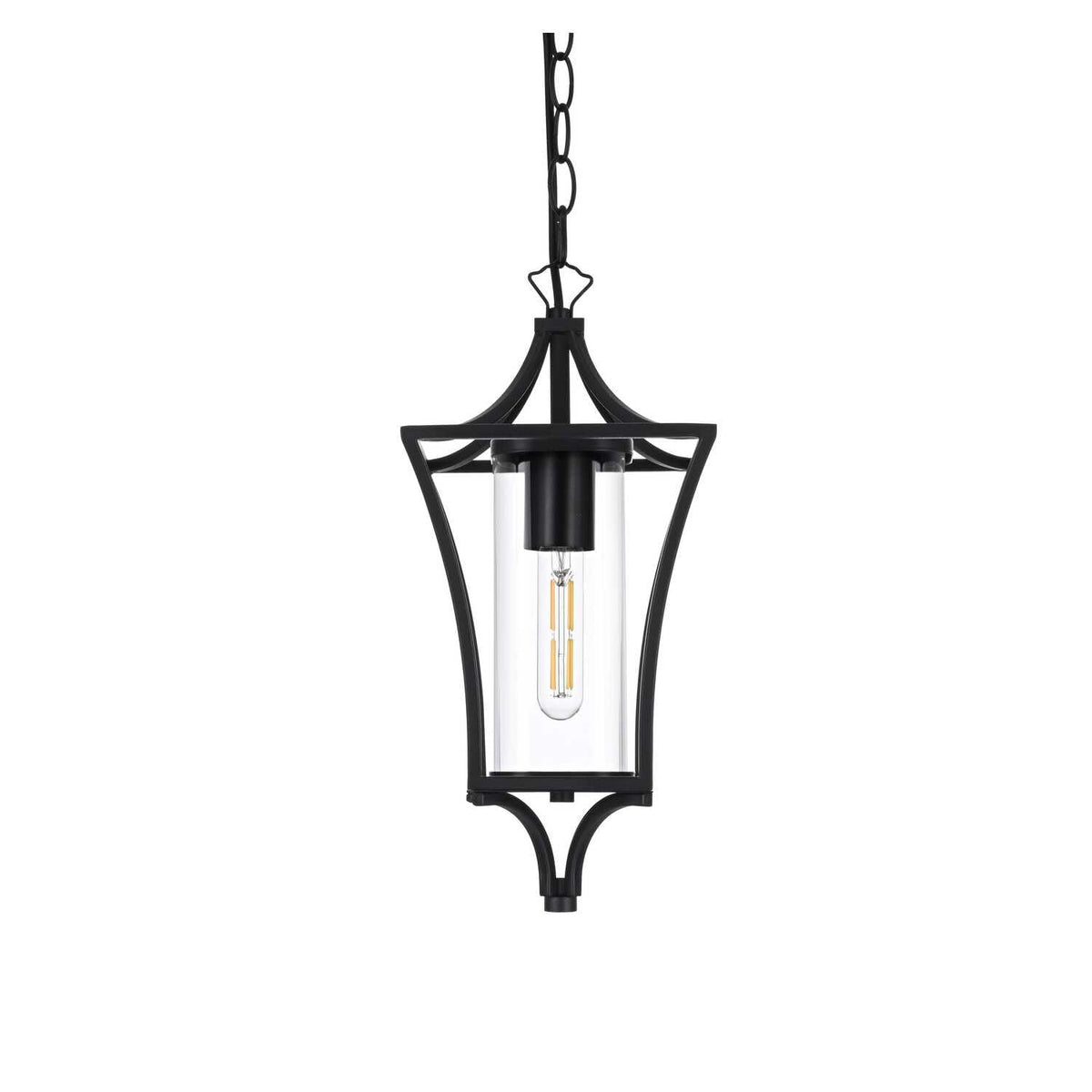 Belgrade One Light Outdoor Pendant Black by Lighting Design – Iron, Black, Model OD311H15BK