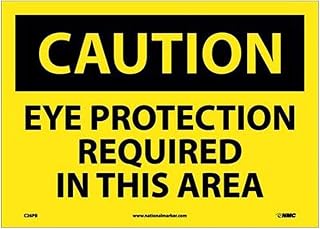 National Marker C26PB Black/Yellow Pressure Sensitive Vinyl "Caution Eye Protection Required in This Area" Sign, 10" Length x 14" Width