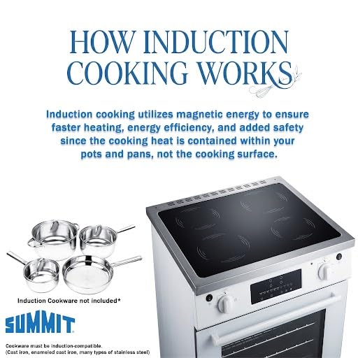 Summit 20" Induction Range by Summit Appliance – 20 Inch, 2.09 cubic_feet, White, Model REN20SS4