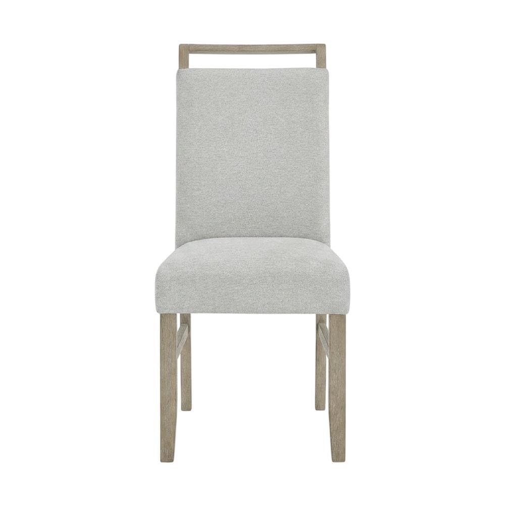 Brown Light Oak Finish Dining Chairs Set of 2 with Light Gray Fabric Cushioned Seats by Furnifact – Wood, Foam, Fabric, Brown, Pack of 2