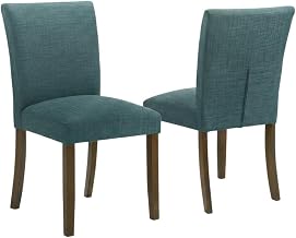 Furnifact Polyester Upholstered Dining Side Chair Set of 2, Upholstered Dining Chairs for Kitchen and Dining Room Table, Teal Blue