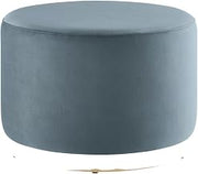 Blue 23-Inch Round Velvet Upholstered Ottoman, Performance Fabric, Comfortable Cushion, Modern Design, Patio Or Lounge, Stylish, Durable