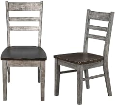 Starlight Canyon Home Brown Ladderback Dining Chairs Set of 2, Wooden Seat, Traditional Style, Durable Construction, Comfortable Support, Perfect for Kitchen and Dining Room