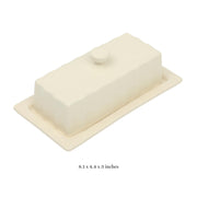 Martha Stewart Stoneware Butter Keeper with Lid, Rectangular Ceramic, Linen White