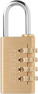 Master Lock Fortress Padlock, Set Your Own Combination Luggage Lock, 1-3/16 in. Wide, 627D,Gold