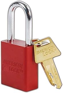 "Master Lock A1106RED Aluminum Red Safety Padlock with 1/4"" x 1-1/2"" Shackle", 1-Padlock