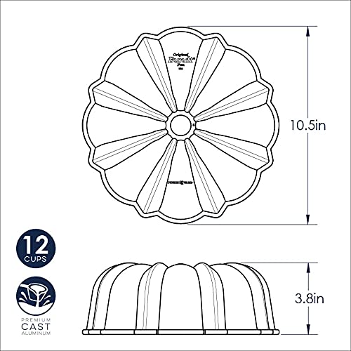 Original Bundt by Nordic Ware – 12-Cup, 12.0 cups, Aluminum, Silver, Model 50153