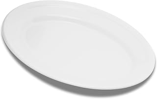 Carlisle FoodService Products Dallas Ware Plastic Oval Platter, Oval Tray, Melamine Platter For Restaurants, 9.25 X 6.25 Inches, Bone