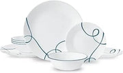 Corelle Lia 12-Piece Chips & Cracks Resistant Dinnerware Set, Service for 4, Blue,white
