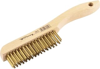 Forney 70519 Wire Scratch Brush, Brass with Wood Shoe Handle, 10-1/4-Inch-by-.012-Inch