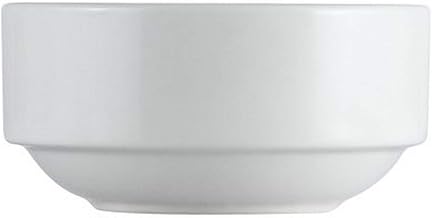CAC China EVT-48 Elegant Everest 12 oz Fully Glazed Porcelain Round Stacking Bouillon, 4-1/4" Diameter by 2", Bone White (Box of 36)