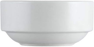CAC China EVT-48 Elegant Everest 12 oz Fully Glazed Porcelain Round Stacking Bouillon, 4-1/4" Diameter by 2", Bone White (Box of 36)