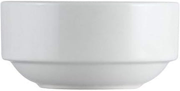 CAC China EVT-48 Elegant Everest 12 oz Fully Glazed Porcelain Round Stacking Bouillon, 4-1/4" Diameter by 2", Bone White (Box of 36)