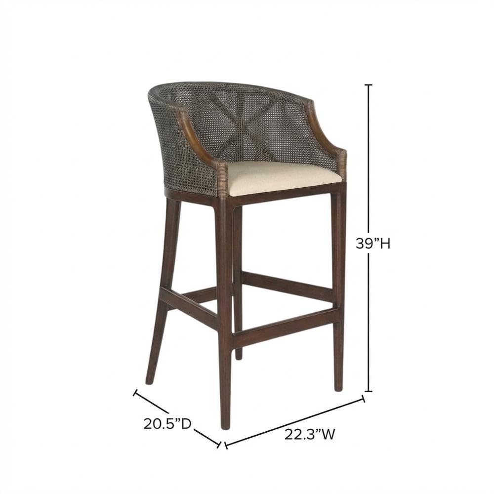 White Artisan Bar Stool with Foam Cushion by Starlight Canyon Home – Wood, Brown