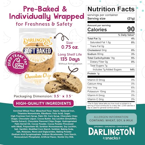 Darlington Snacks Chocolate Chip (Original) / 0.75 Ounce (Pack of 216) / brown Chocolate Chip