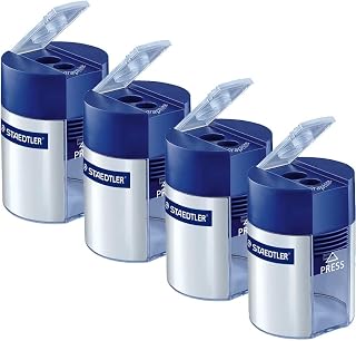 STAEDTLER Manual Blue [Pack of 4 ] Handheld Pencil Sharpeners for School, Office, Colored Pencils