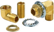 Krowne 21-190L Wall Faucet Mounting Kit for Pre-Rinse Units – Includes (2) 1/2" NPT x 1/2" NPS Brass Elbows, (2) Nipples, (2) Lock Nuts, Rosettes & Gaskets, Low Lead Compliant