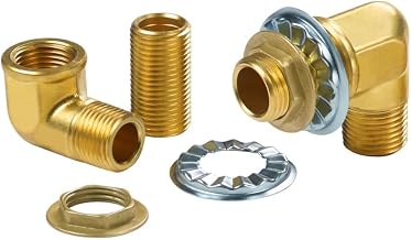 Krowne 21-190L Wall Faucet Mounting Kit for Pre-Rinse Units – Includes (2) 1/2" NPT x 1/2" NPS Brass Elbows, (2) Nipples, (2) Lock Nuts, Rosettes & Gaskets, Low Lead Compliant
