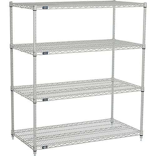 Nexelate Wire Shelving Starter Unit – 4, Alloy Steel, Silver, Model 24485EP