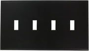 Leviton PJ4C-C0E 4-Gang Midsize Toggle Switch Coverplate, Cheetah, Black