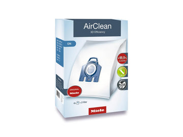 GN Vacuum Cleaner Bags by Miele – 1-Pack Standard, 5.45 quarts, Rubber, White With Blue Collar, Model 12618920