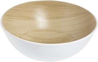 HUBERT White with Light Wood Melamine Bowl - 9 1/10" Dia