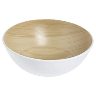 White with Light Wood Melamine Bowl - 9 1/10" Dia by HUBERT – Melamine, White, Model H0284-WHITE