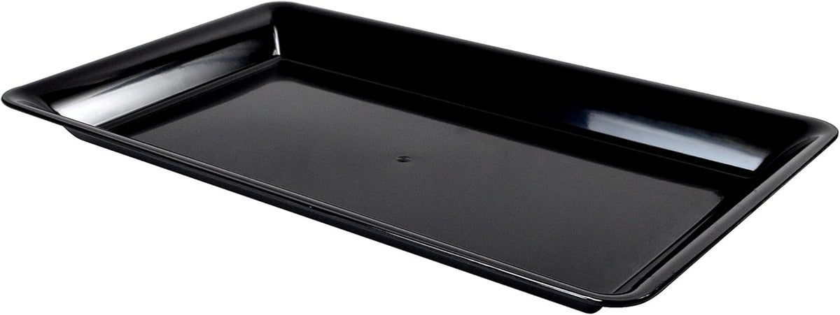 Platter Pleasers Rectangular Serving Tray by Fineline settings – 14" x 10", Plastic, Black, Model RC472.BK