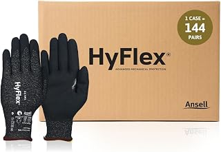 Ansell HyFlex 11-591 Vend Pack Mechanical Protection Gloves Size 9, Black (Pack of 144)