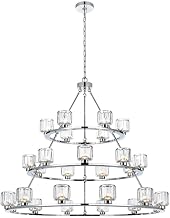 Elegant Lighting Cadence 48" Three-Tier Chandelier in Chrome