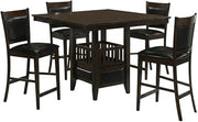 Furnifact Wood 5-Piece Square Counter Height Dining Set, High Top Table and Chairs for Kitchen or Dining Room, Espresso