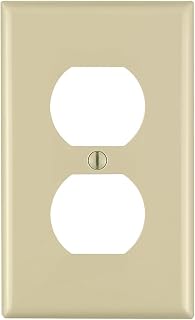 Leviton 1-Gang Duplex Device Receptacle Wallplate, Standard Size, Thermoplastic Nylon, Device Mount, 1 Pack, 80703-I, Ivory