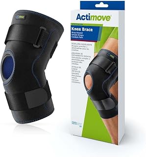 Actimove Sports Edition Knee Brace Wrap Around, Simple Hinges, Condyle Pads | Left & Right Compatible Knee Support for Meniscus Tear, Pain, ACL, MCL, Injury Recovery | Men & Women, Black, Medium