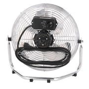12" Diameter Industrial Floor Fan with Pivoting Head by Global Industrial – 15.5"L x 16"W x 17.5"H, Metal, Black/Gray/Silver, Model 258323