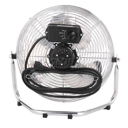 12" Diameter Industrial Floor Fan with Pivoting Head by Global Industrial – 15.5"L x 16"W x 17.5"H, Metal, Black/Gray/Silver, Model 258323