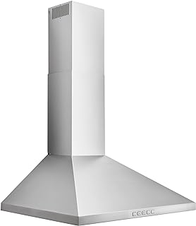 Broan-NuTone 24" Pyramidal Chimney Range Hood with LED Lighting, Convertible Wall-Mount Kitchen Chimney Vent Hood, 450 Max CFM, Stainless Steel