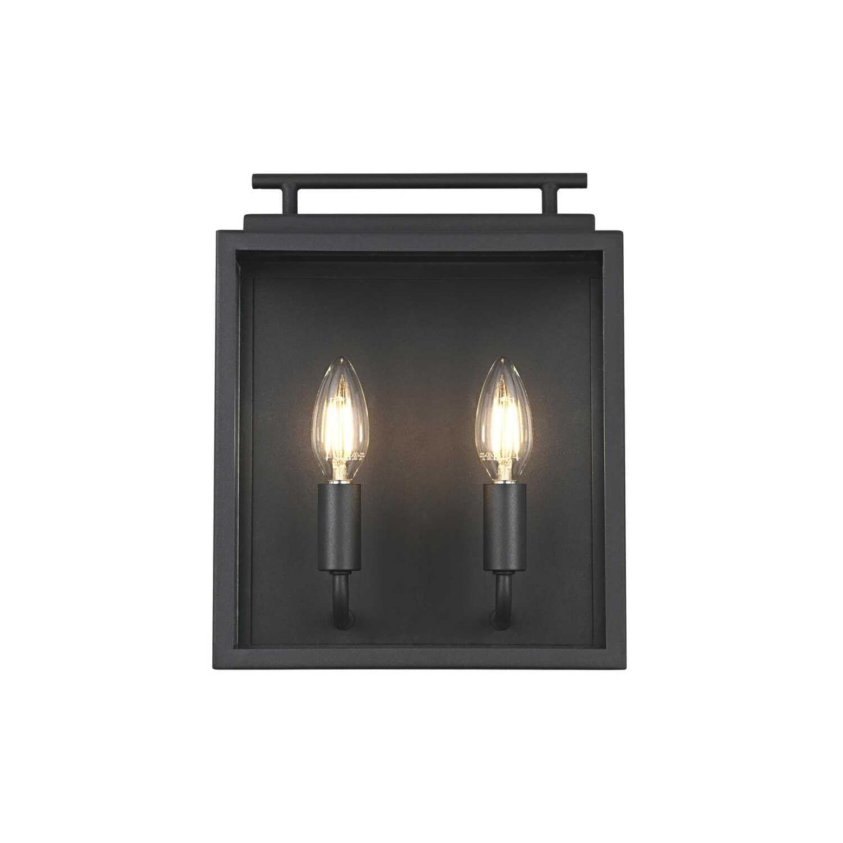 Valentin Two Light Outdoor Wall Sconce Black by Lighting Design – 8.2", Iron, Black