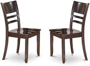 Furnifact Solid Wood Dining Chairs with Wood Seat, Set of 2 Traditional Wooden Kitchen Chairs for Dining Room, Cappuccino