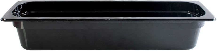 Thunder Group PLPA8124LBK Food Pan, 1/2 Size Long, 4" deep, Shatter and Scratch Resistant, Dishwasher Safe, Polycarbonate, Black, NSF, Pack of 6