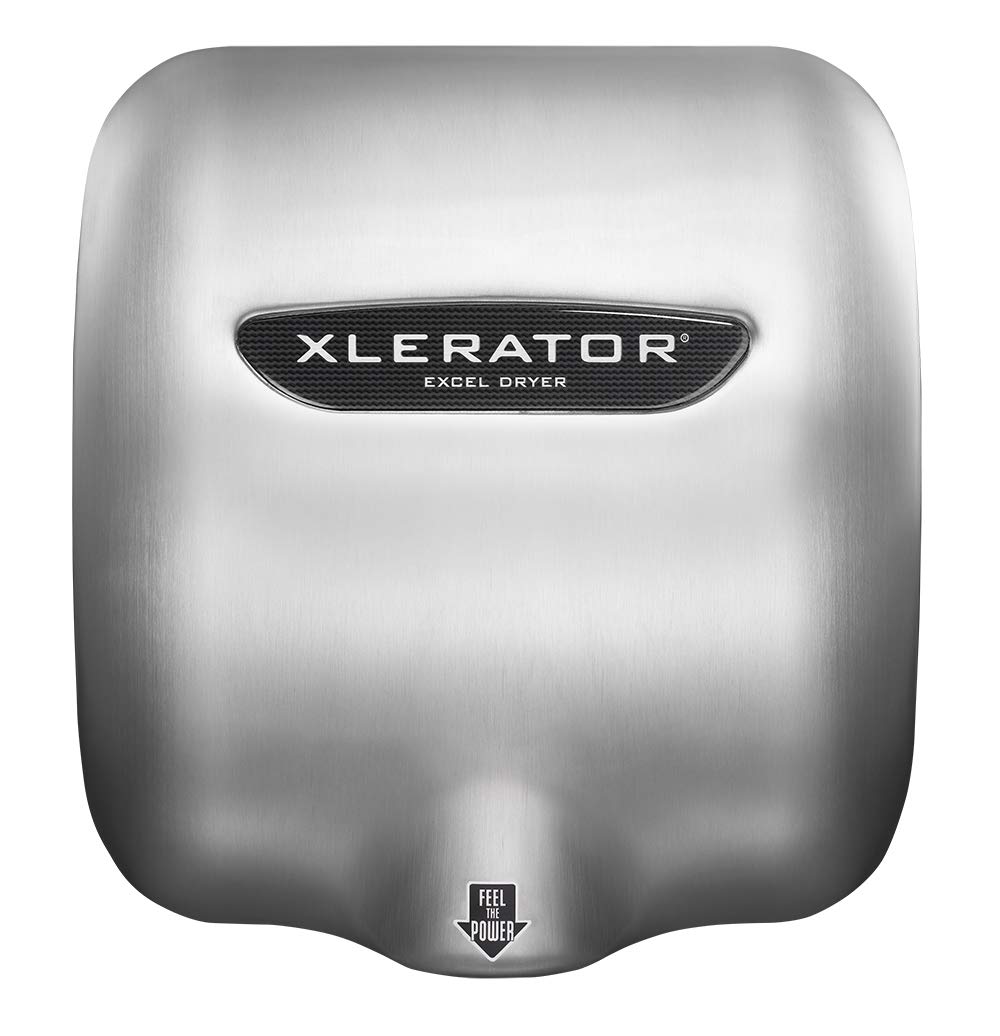 XL-SB Automatic High Speed Hand Dryer with Brushed Stainless Steel Cover and 1.1 Noise Reduction Nozzle by XLERATOR – 12.5 amps; 110 volts, Metal, Model 304161A