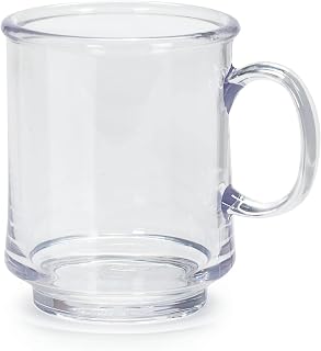 G.E.T. Enterprises TM-1308-CL Clear 8 oz. Stacking Mug Dinnerware, Tritan (Pack of 12)