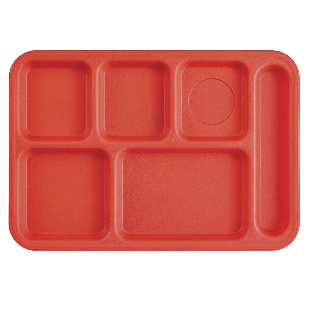 Red Six-Compartment Cafeteria Tray by HUBERT – Red, Model 97007