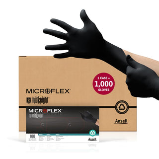 MICROFLEX MidKnight MK-296 Disposable Nitrile Gloves for Automotive w/Full Texture - XX-Large by Ansell – 2X-Large (Pack of 1000), Nitrile, Black, Pack of 100, Model MFXMK296-XXL