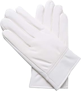 DID Men's Soft Genuine Lambskin Leather Winter Warm Policeman Hunting White Gloves
