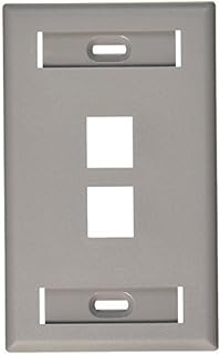 Leviton QuickPort Wallplate with ID Window, Single Gang, 2-Port, 42080-2GS, Grey